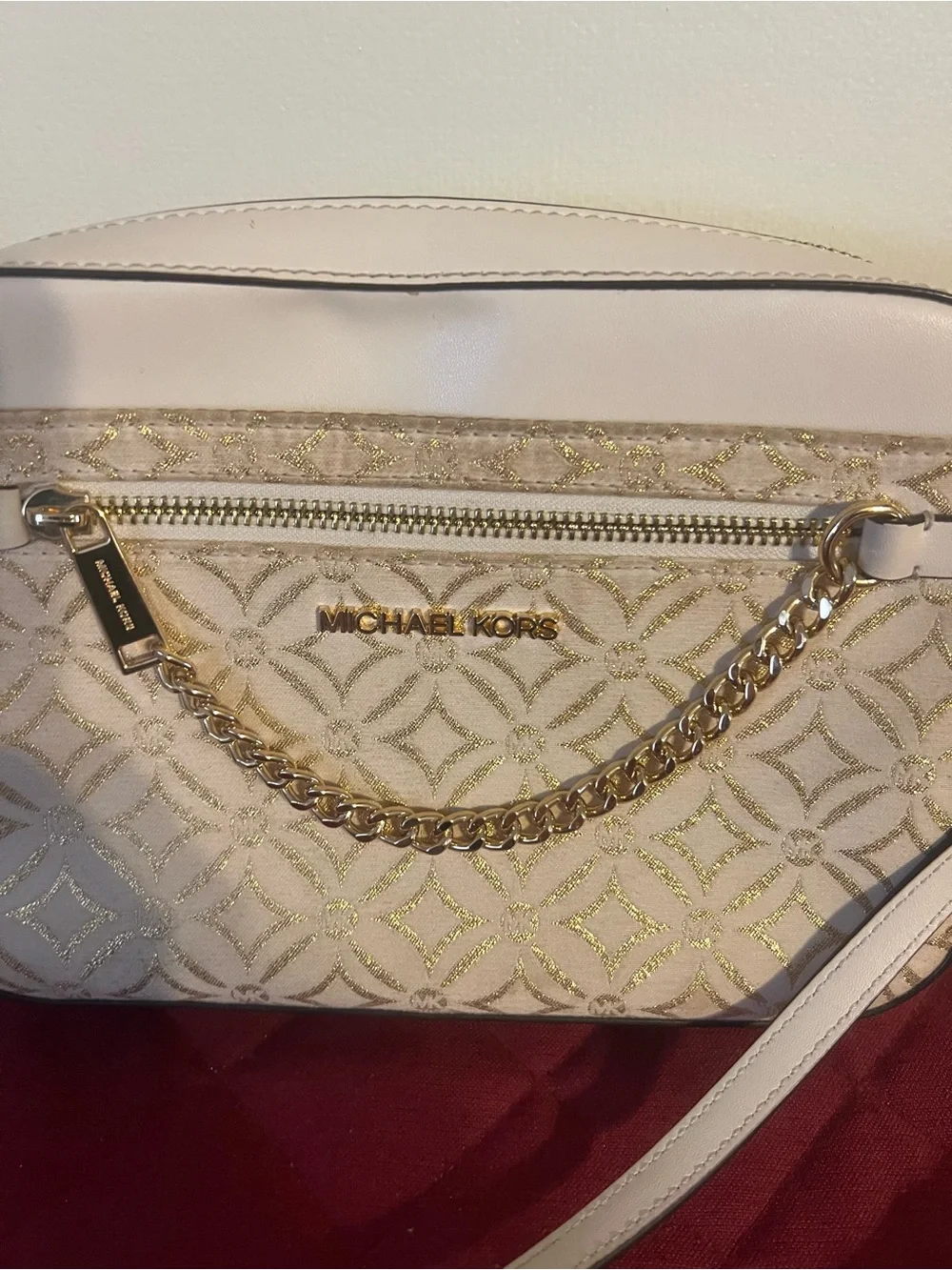 Michael Kors Cream and Gold Signature Crossbody Bag